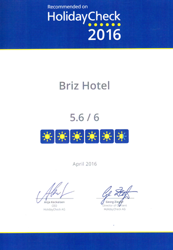 Рейтинг гостиницы Рязани БРИЗ от HolidayCheck в 2016 году